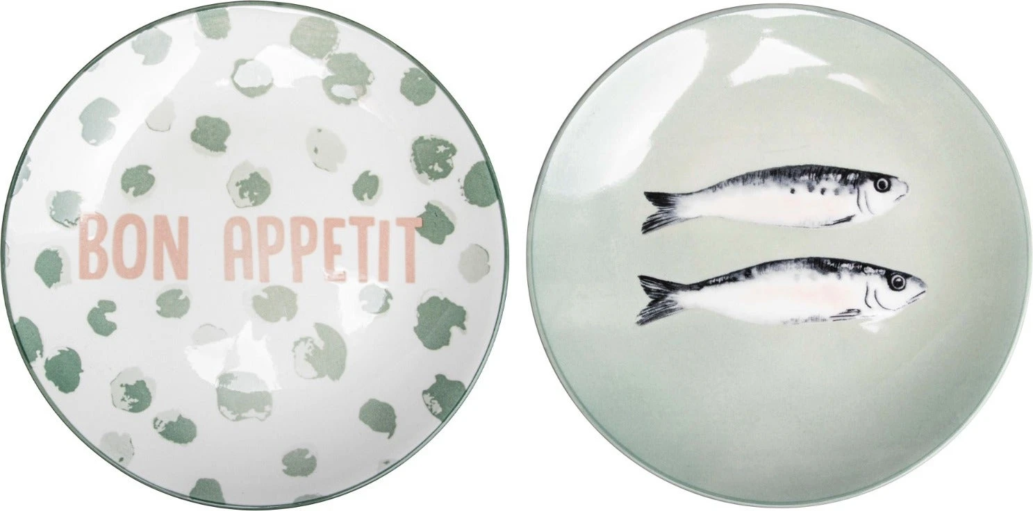 Gusta Bord Sardientjes Wit / Groen D 16,5 H 2,8 Cm 2 Stuks 3 Gusta Bord Sardientjes Wit / Groen D 16,5 H 2,8 Cm 2 Stuks