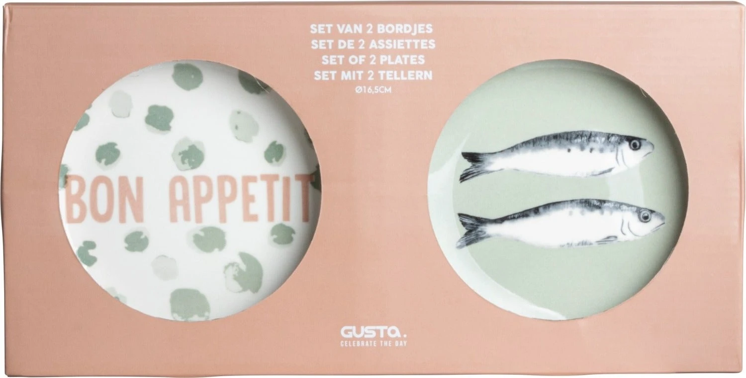 Gusta Bord Sardientjes Wit / Groen D 16,5 H 2,8 Cm 2 Stuks 6 Gusta Bord Sardientjes Wit / Groen D 16,5 H 2,8 Cm 2 Stuks - Afbeelding 4