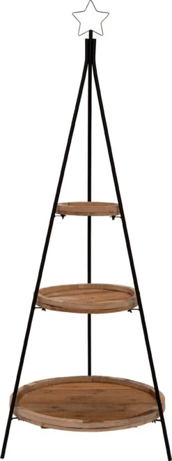 Intratuin Etagère Met Ster Naturel / Zwart 57 X 57 X 158 Cm