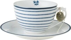 Laura Ashley Kop En Schotel Candy Stripe Blauw 0,26 L -Bekend Keukenartikelen Winkel 8717823786777 2