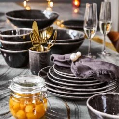 Mica Decorations Schaal Tabo Zwart D 23,5 H 7,5 Cm -Bekend Keukenartikelen Winkel 8718861967104 1 1