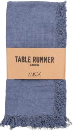 Mica Decorations Tafelloper Villia Blauw 180 X 45 Cm -Bekend Keukenartikelen Winkel 8720362172703 2