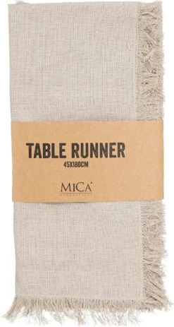 Mica Decorations Tafelloper Villia Beige 180 X 45 Cm -Bekend Keukenartikelen Winkel 8720362174158 2
